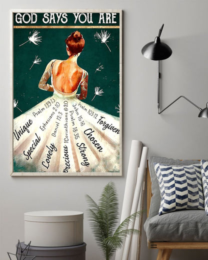 God Says You Are Poster, Ballet Poster, Girl Unique Special Poster, Ballet Lovers Poster, Girl Loves Ballet, Home Living, Home Decor Standard Poster