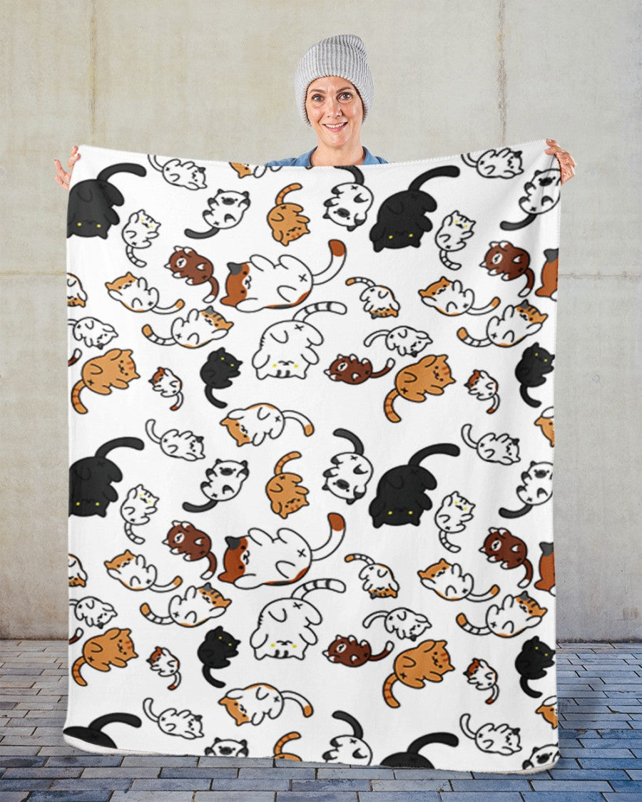 Cute Cats Wallpaper Sherpa Blanket