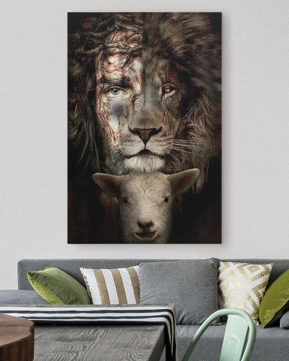 Matte Canvas (1.25") Jesus Lion And Lamb