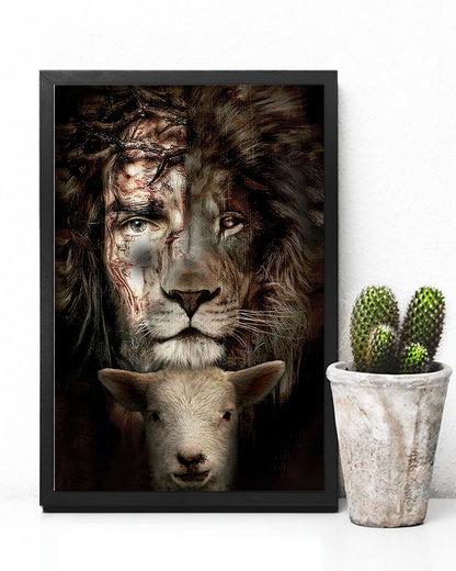 Jesus Lion And Lamb Premium Poster Wall Art