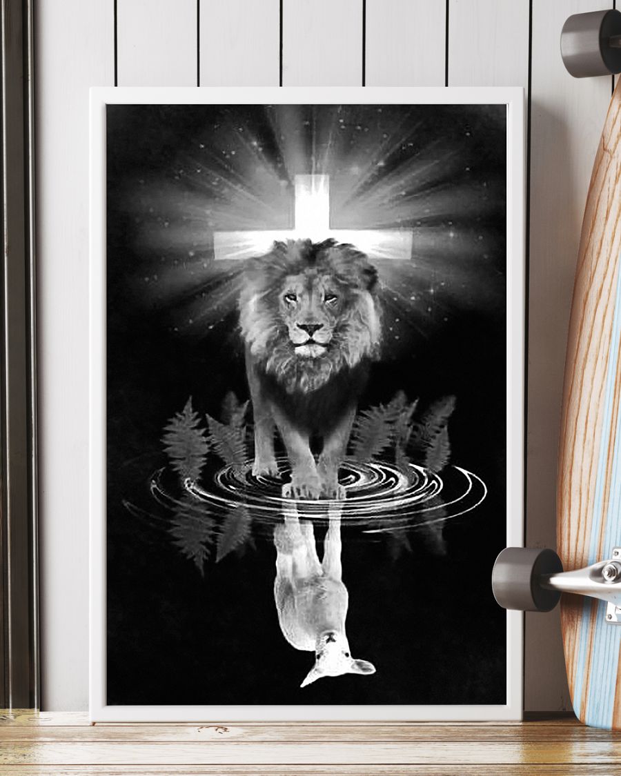 Jesus Lion And Lamb The Perfect Combination Poster, Lion Of Judah, Easter Poster, Christian Poster, God Art, Proud Christian Home Decor Standard Poster