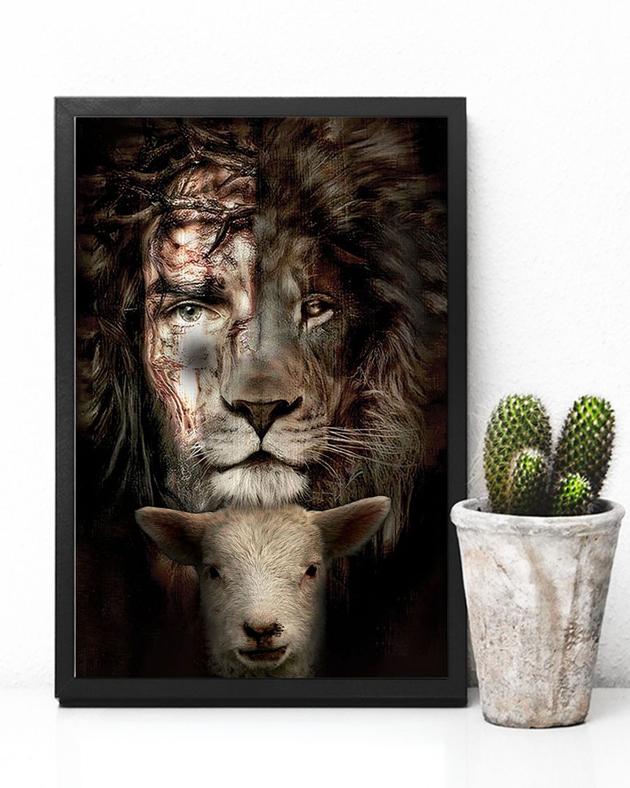 Jesus Lion And Lamb Premium Poster