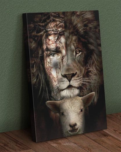 Matte Canvas (1.25") Jesus Lion And Lamb