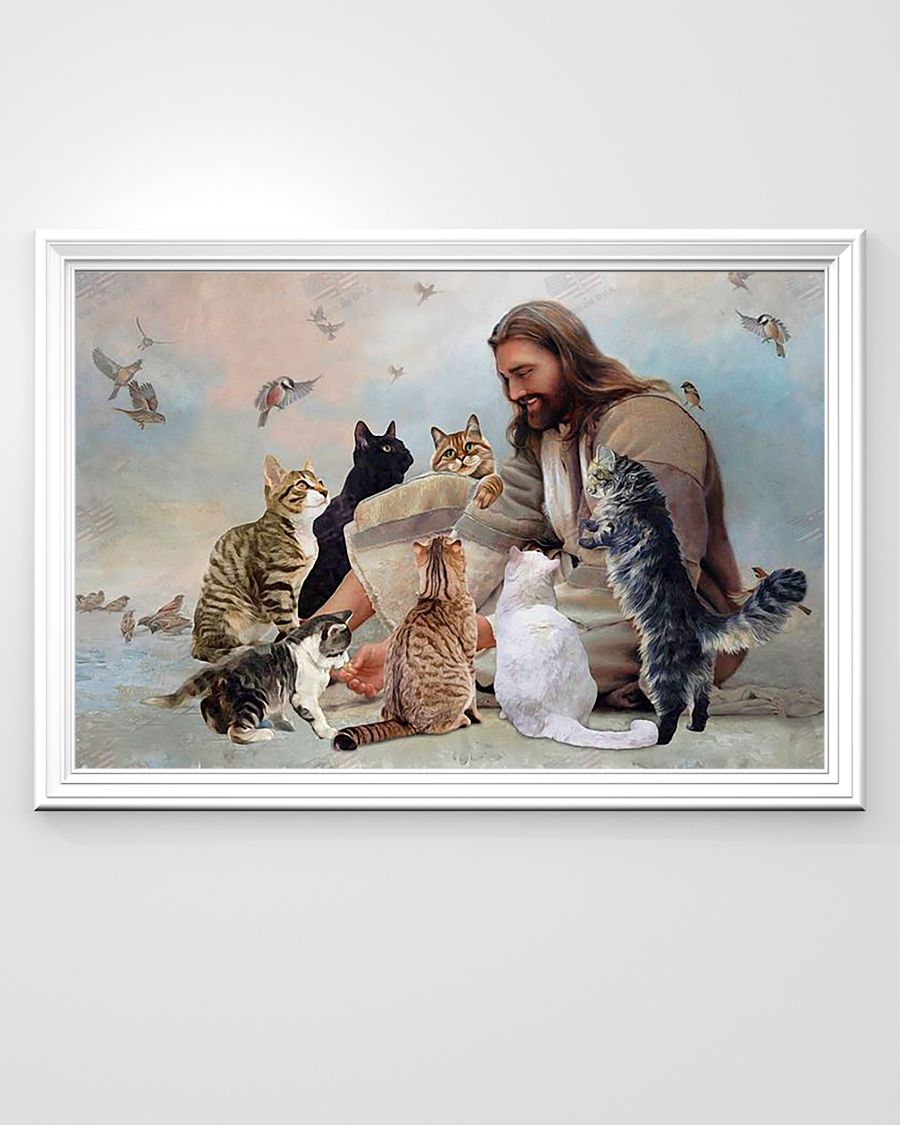 GOD SURROUNDED BY CATS ANGELS Standard Poster