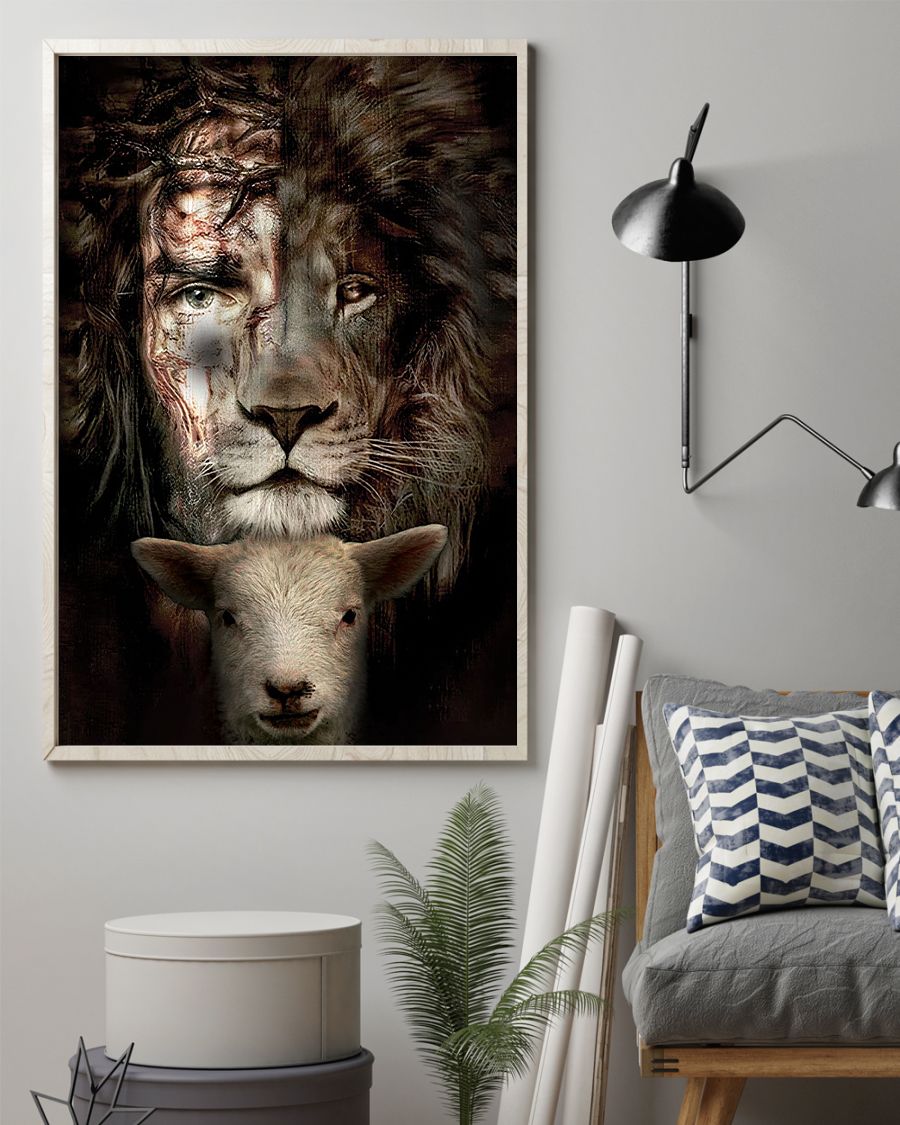 Jesus Lion And Lamb Premium Poster