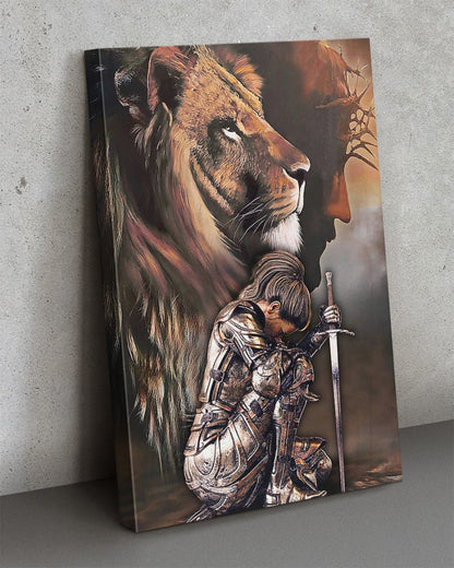 Armor Jesus Lion Warrior Woman Canvas Prints