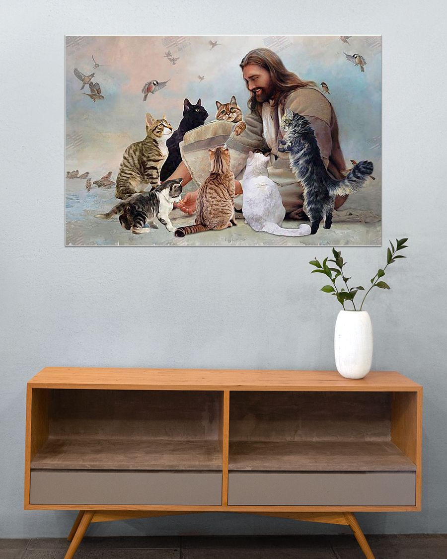 GOD SURROUNDED BY CATS ANGELS Standard Poster