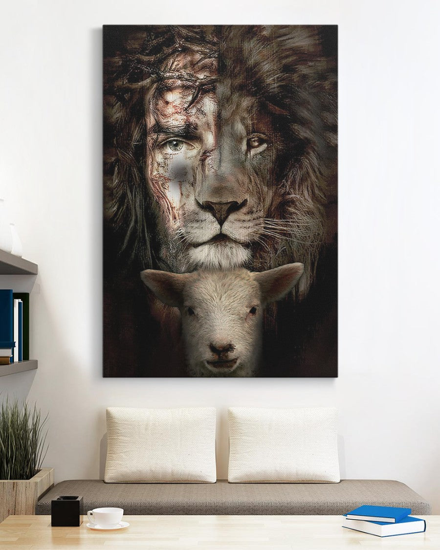 Matte Canvas (1.25") Jesus Lion And Lamb