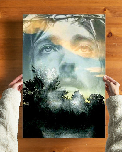 Jesus Face Christian Religious Poster Family Sign Decor Birthday Christmas Wedding Housewarming Gift Ready To Hang Standard Poster