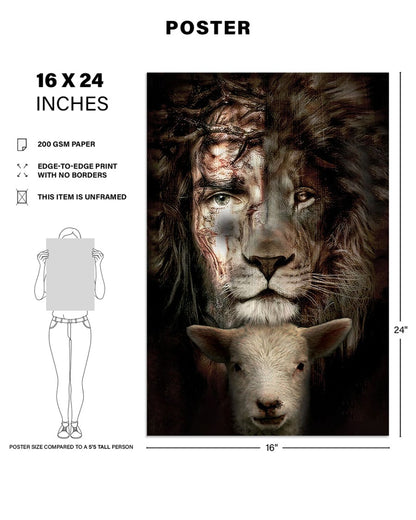 Jesus Lion And Lamb Premium Poster