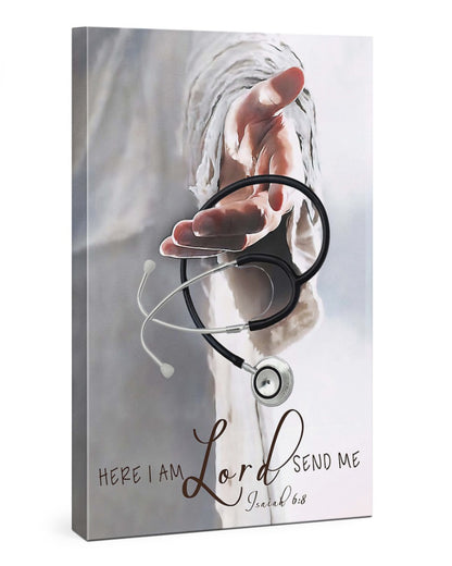 Matte Canvas (1.25") Jesus and Nurse Here i am Lord send me