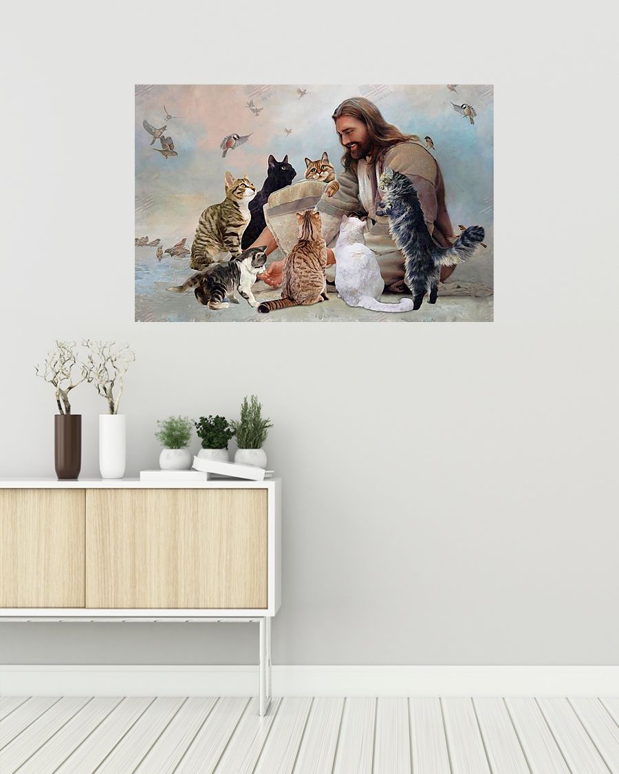 GOD SURROUNDED BY CATS ANGELS Standard Poster