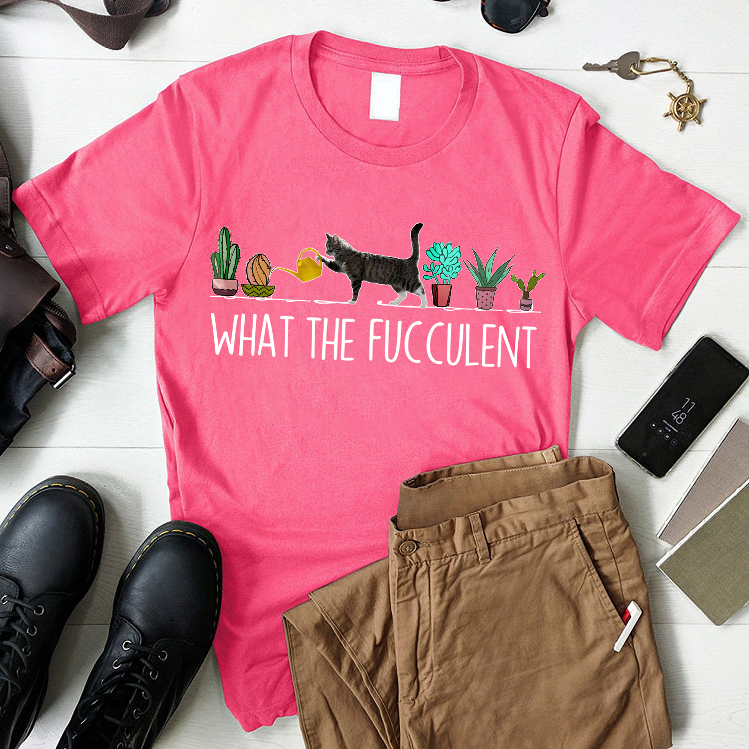 Cat Plants What The Fucculent Standard T-Shirt - Viralcitron