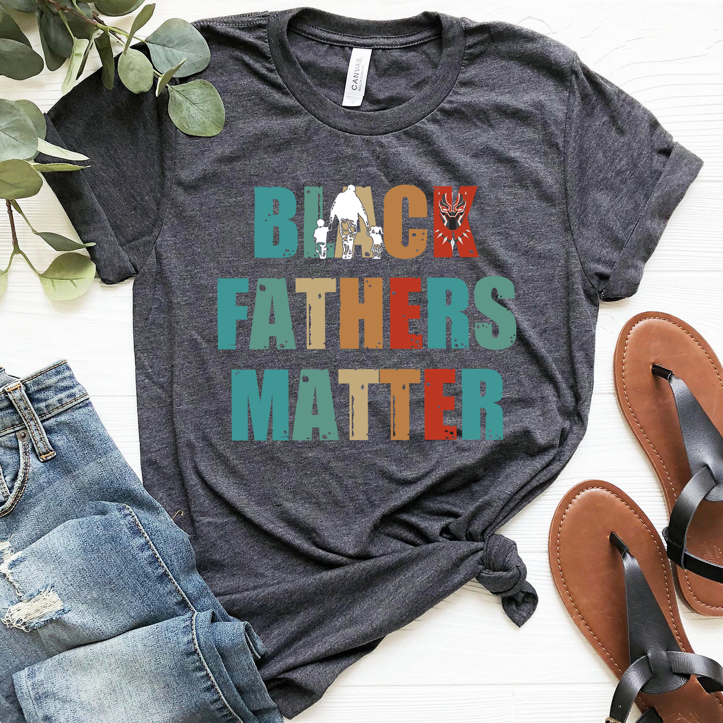 Black Fathers Matter Dad and Son and Daughter Standard T-Shirt