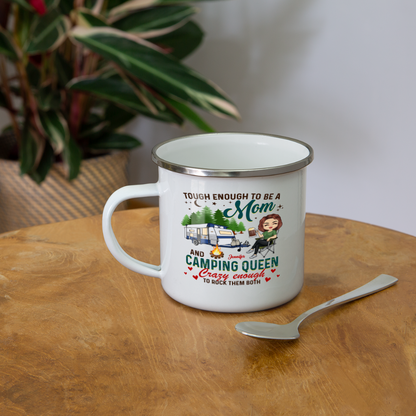 Personalized Custom Camper Mug - Tough Enough To Be A Mom And Camping Queen - Mother Gift - white