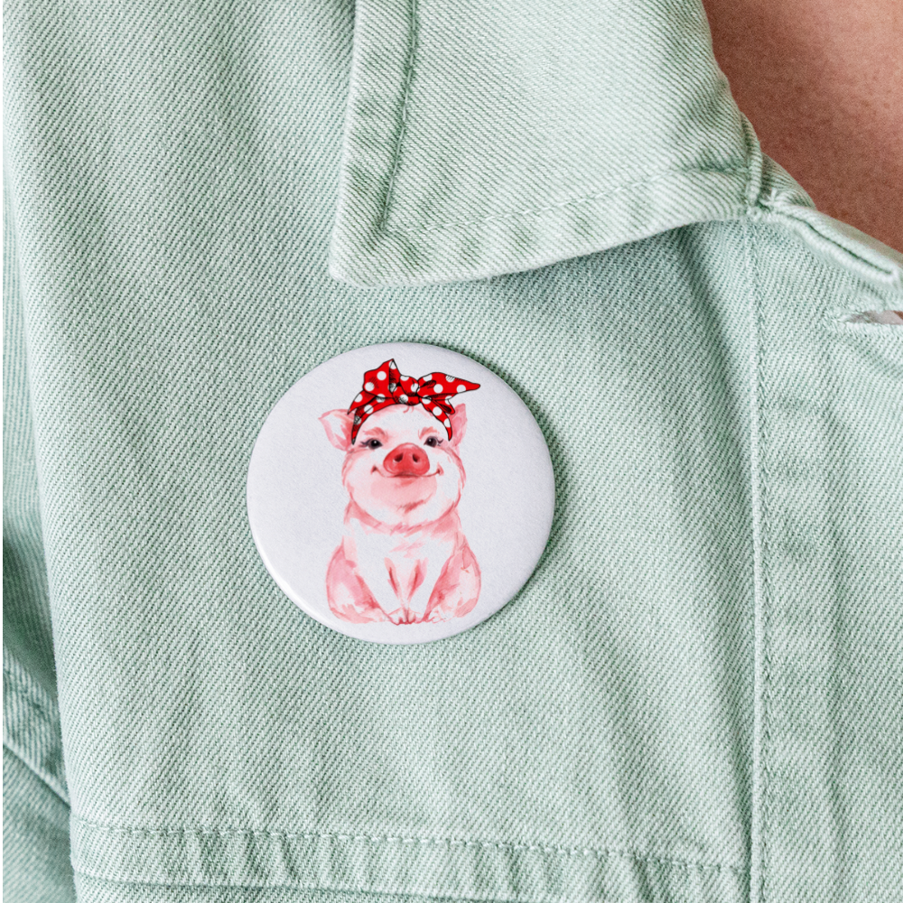 Pig Red Bandana Cute Buttons large 2.2'' (5-pack) - white