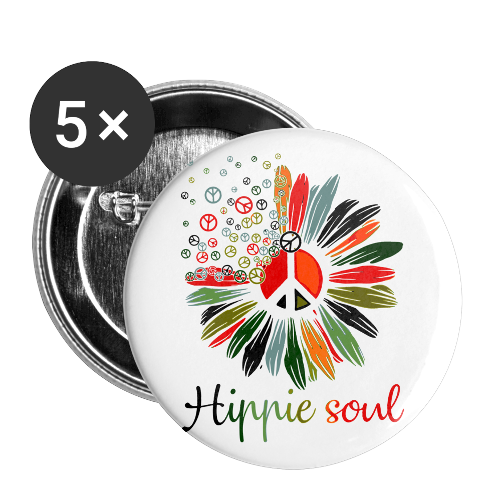 Hippie Soul Buttons large 2.2'' (5-pack) - white