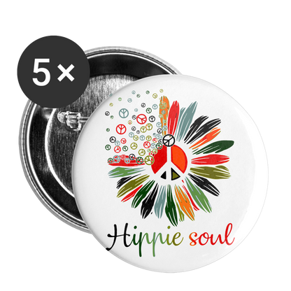 Hippie Soul Buttons large 2.2'' (5-pack) - white