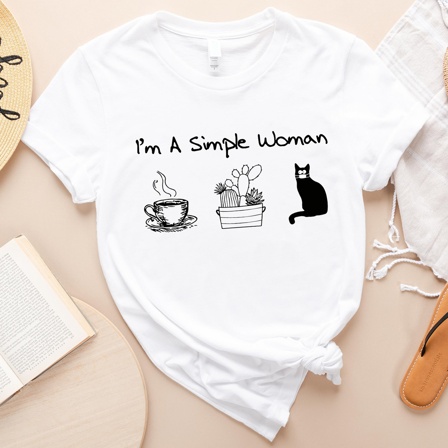 I'm a simple woman Coffee Plants Cat Standard T-Shirt