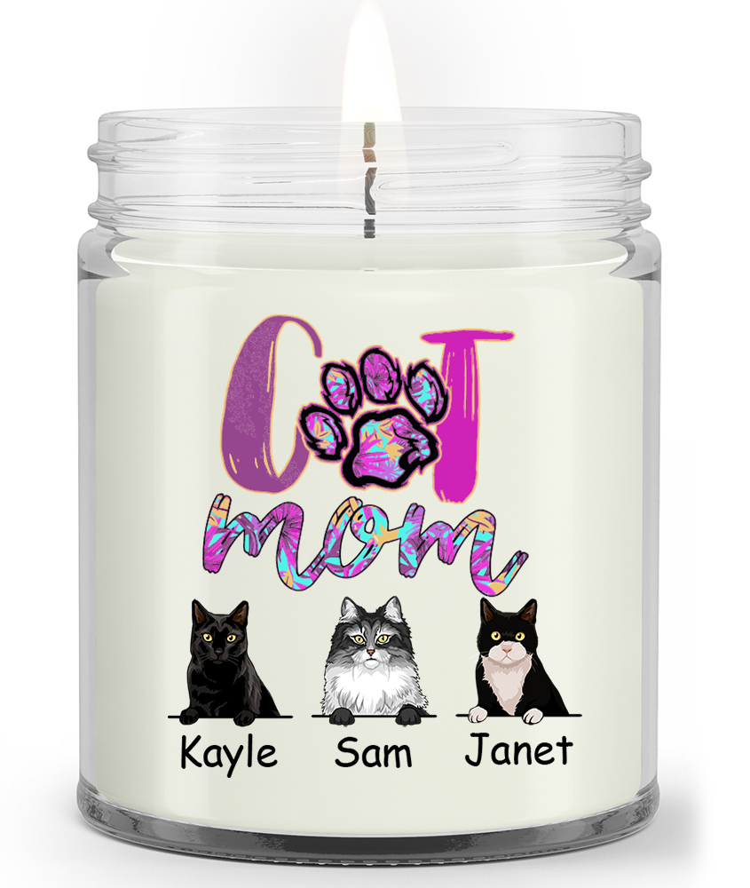 Personalized Soy Wax Candle, Custom name and Artwork Cats, Cats Mom, Cats Lovers Soy Wax Candle
