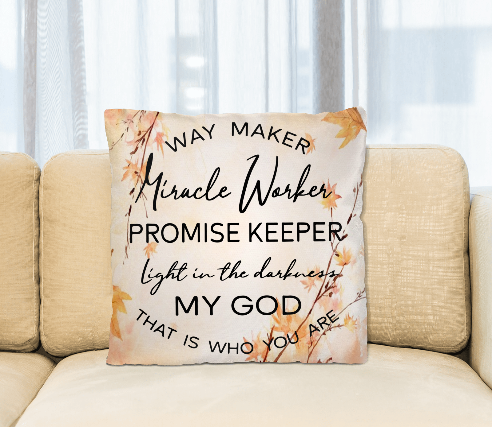 Way Maker Miracle Worker Square Pillow